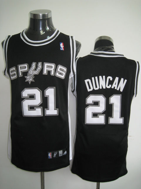 San Antonio Spurs Ducan Black White Grey Jersey